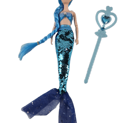 Muñeca sirena con lentejuelas y varita - Imagen 2
