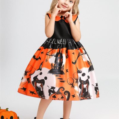 Disfraz de Bruja con estampado naranja - Imagen 6