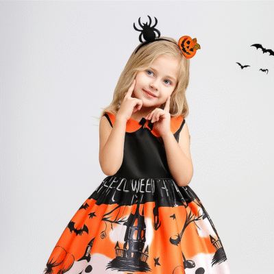 Disfraz de Bruja con estampado naranja - Imagen 1