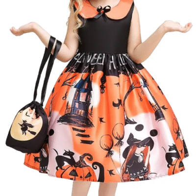 Disfraz de Bruja con estampado naranja - Imagen 5