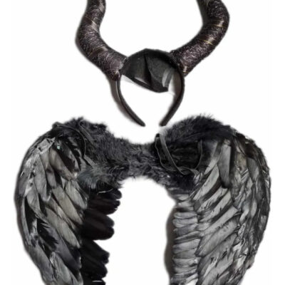 Alas de Plumas Negras y Vincha Cuernos de Maléfica - Imagen 3