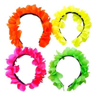 Tiaras Flores Hawaianas Flúor Pack 10 Unidades - Imagen 1