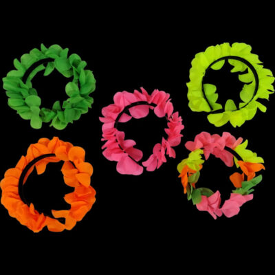 Tiaras Flores Hawaianas Flúor Pack 10 Unidades - Imagen 2