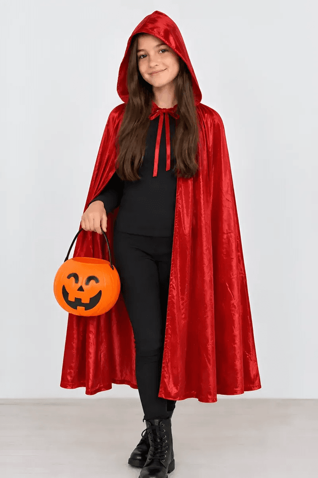 Capa de Terciopelo Roja 80 Cm con Calabaza Para Halloween - Imagen 1